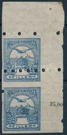 (*) 1913 Turul 25f Fekvő Vízjellel!!, ívsarki Fázisnyomat Pár Eltolódott értékszámmal, Nyomdai Megsemmisítő Lyukasztássa - Autres & Non Classés