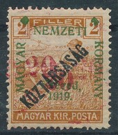 ** Szeged 1919 Arató/Köztársaság 20f/2f Kettős Felülnyomással, Hátoldalán Piros Festékelkenődés, Bodor Vizsgálójellel (4 - Andere & Zonder Classificatie