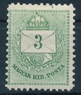 * 1874 3kr 'B'  Sárgászöld, Felül Festékfolt  (12.000++) - Otros & Sin Clasificación