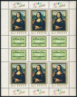 ** 1974 Mona Lisa Kisív (13.000) (pici Piros Folt A 3. Bélyeg 2 Fogán / Small Red Spot On 1 Stamp) - Sonstige & Ohne Zuordnung