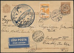 1931 Zeppelin Magyarországi Körrepülés Levelezőlap Zeppelin 1P Bérmentesítéssel, Debreceni Ledobással Budapestre - Other & Unclassified