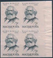 ** 1953 Karl Marx ívszéli Vágott 4-es Tömb (32.000) (törések / Folded) - Other & Unclassified