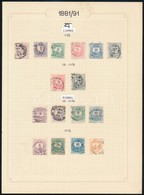 O 1881/1891 4 Db Színesszámú Krajcáros Sor, Lemezek és Fogazatok Szerint- B3 Vízjel állás, 16 Db Bélyeg Albumlapon - Other & Unclassified