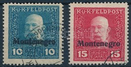 O K.u.k. Feldpost Montenegro 2 Bélyeg, Az Egyik Hamis Felülnyomással összehasonlító Célra / Forgery For Comparison - Other & Unclassified