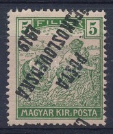 * Posta Ceskoslovenska 1919 Arató 5f 1. Típus, Fordított Felülnyomással, Bodor Vizsgálójellel - Other & Unclassified