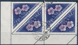 O 1958 Virág 2,50Ft 4-es Tömb A Rózsaszín 4mm-es Elcsúszásával - Sonstige & Ohne Zuordnung