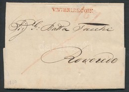 1829 Franco, Piros / Red 'V:WIEN:RECOM:' - Roveredo - Other & Unclassified
