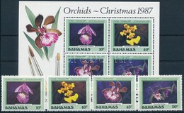 ** 1987 Karácsony, Orchidea Sor + Blokk,
Christmas, Orchids Set + Block
Mi 663-666 + Mi 52 - Altri & Non Classificati