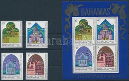 ** 1989 Karácsony, Templomok Sor + Blokk,
Christmas, Chuches Set + Block
Mi 706-709 + Mi 58 - Altri & Non Classificati