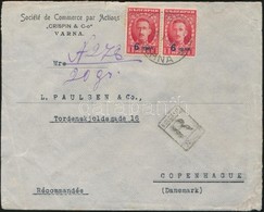 1925 Pár Ajánlott Levélen Dániába Mi 185 / Registered Cover To Denmark - Altri & Non Classificati