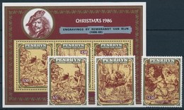 ** 1986 Karácsony Sor + Blokk,
Christmas Set + Block
Mi 452-454 + Mi 74 - Otros & Sin Clasificación