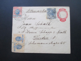 Brasilien 1897 GA Umschlag Zusatzfrankaturen Landschaft Von Pernambuco Nach Dresden Gesendet! Firmenbeleg - Brieven En Documenten