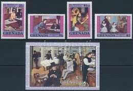 ** 1984 Edgar Degas Festő Sor + Blokk,
Edgar Degas Painter Set + Block
Mi 1317-1320 + 130 - Other & Unclassified