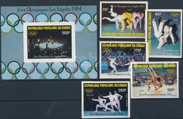 ** 1984 Los Angeles-i Olimpia Vágott Sor Mi 946-950 + Vágott Blokk 35 - Altri & Non Classificati