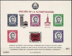 ** 1980 Téli és Nyári Olimpia; Lincoln Blokk Mi 126 - Autres & Non Classés