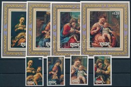 ** 1985 Karácsony, Correggio Sor + Vágott Blokksor,
Christmas, Correggio Set + Imperforated Blockset
Mi 638-641 + Mi 95- - Other & Unclassified