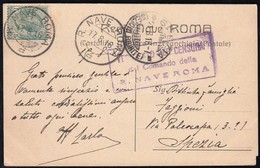 1916 Cenzúrás Levelezőlap A Regia Nave Roma Hadihajóról / Regia Nave Roma Postmark On Censored Postcard - Otros & Sin Clasificación