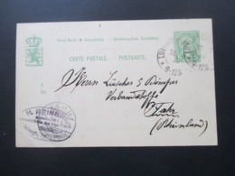 Luxemburg 1903 Ganzsache Stempel Luxembourg Nach Vahr Rheinland Mit Ak Stempel Firmenkarte - Postwaardestukken