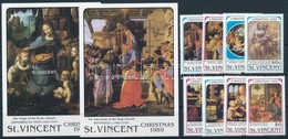 ** 1989 Karácsony, Festmények Sor + Blokksor,
Christmas, Paintings Set + Blockset
Mi 1488-1495 + Mi 93-94 - Other & Unclassified