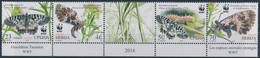 ** 2016 WWF Lepkék ívszéli ötöscsík Szelvénnyel,
WWF Butterflies Margin Stripe Of 5 With Tab
Mi 657-660 - Altri & Non Classificati