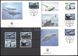 ** 1996 WWF: Hosszúszárnyú Bálna Sor Mi 1400-1403 + 4 FDC (pici Gumi Hiba) - Altri & Non Classificati