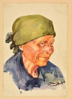 Ducsay Béla(1893-1967): Idős Asszony Portréja. Akvarell, Papír, Jelzett, Hagyatéki Bélyegzővel, 25×18 Cm - Other & Unclassified