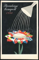 Gönczi-Gebhardt Tibor (1902-1994):  Barátsági Hónapok 1958 Plakát, Reklám Terv, Tempera, Papír. 24x16 Cm - Sonstige & Ohne Zuordnung