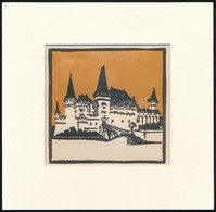 Kós Károly (1883-1977): Vajdahunyad, Színes Linómetszet, Papír, Jelzés Nélkül, Paszpartuban, 12×12 Cm - Sonstige & Ohne Zuordnung