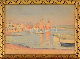 Dr Pécsi János (1885-?): Cattolica. Akvarell, Papír, Jelzett, üvegezett Keretben, 25×35 Cm - Sonstige & Ohne Zuordnung