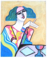 Scheiber Jelzéssel: Cigarettázó Hölgy. Pasztell, Papír, 62×49 Cm - Sonstige & Ohne Zuordnung