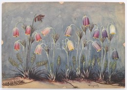 Wagner Jelzéssel: Harangvirágok. Akvarell, Papír, 25×36 Cm - Sonstige & Ohne Zuordnung