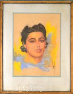 Olvashatatlan Jelzéssel: Női Portré. Pasztell, Papír, üvegezett Keretben, 45×34 Cm - Sonstige & Ohne Zuordnung