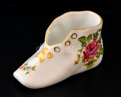 Herendi Virágmintás Porcelán Cipő, Kézzel Festett, Jelzett, Hibátlan, H: 10 Cm - Altri & Non Classificati