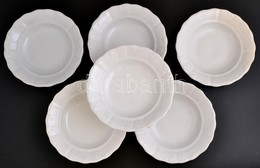 Zsolnay Porcelán Fehér Mázas Mélytányérok, 6 Db, Jelzett, Kopásnyomokkal, D: 23 Cm - Otros & Sin Clasificación