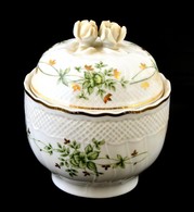 Hollóházi Erika Mintás Porcelán Bonbonier, Matricás, Apró Kopásnyomokkal, Jelzett, D: 12 Cm, M: 14 Cm - Sonstige & Ohne Zuordnung