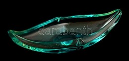 Türkizszínű üvegtál, Karcolásokkal, 25×10 Cm - Glass & Crystal
