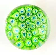 Virágos Zöld Muránói üvegnehezék, Kis Kopásnyomokkal, D: 5 Cm - Glas & Kristall