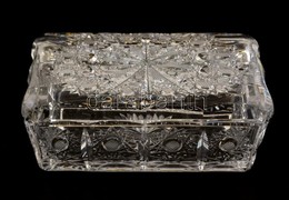 Ólomkristály üvegdoboz, Metszett, Kis Hibával, Karcolással, 12×8×5 Cm - Vidrio & Cristal