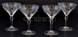 Metszett üveg Koktélos Poharak, 4 Db, Kis Hibákkal, M: 13,5 Cm - Glas & Kristall