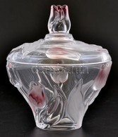 Walther Glass Bonbonier, Formába öntött, Maratott, Apró Kopásnyomokkal, Eredeti Dobozában, M:21 Cm - Verre & Cristal