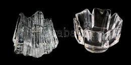 2 Db ólomkrstály Gyertyatartó, Formába öntött, Jelzés Nélkül, Hibátlan, M:8,5 Cm (2×) - Glass & Crystal