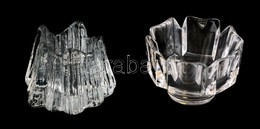 2 Db ólomkrstály Gyertyatartó, Formába öntött, Jelzés Nélkül, Hibátlan, M:8,5 Cm (2×) - Verre & Cristal