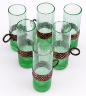 Pálinkás üveg Pohárkészlet, 6 Db, Fa Dobozban, M: 8 Cm - Vidrio & Cristal