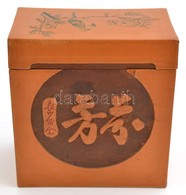 Kínai Faragott és Festett Fa Kártya? Doboz / Chinese Card Holder. Carved Wood. 9x9x Cm - Altri & Non Classificati