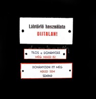 Humoros Kisméretű Zománctáblák, Kopásnyomokkal, 3 Db, 2×8, 3×10 és 5×10 Cm - Otros & Sin Clasificación