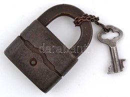 Fém Lakat Kulccsal, Működőképes, 7,5×5 Cm - Sonstige & Ohne Zuordnung