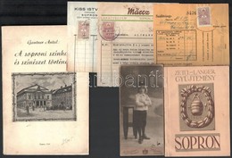 Cca 1883-1941 Vegyes Soproni Papírrégiség Tétel (fotók, Számlák, újságok, Stb.), 11 Db - Sin Clasificación