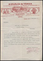 1922 Bp., Kovács és Társa Malomépítészeti és Gépgyár Rt. Díszes Fejléces Levélpapírjára írt Levél - Ohne Zuordnung