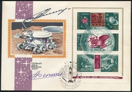 Gennagyij Szarafanov (1942-2005) és Lev Gyomin (1926-1998) Szovjet űrhajósok Aláírásai Emlékborítékon /
Signatures Of Ge - Altri & Non Classificati