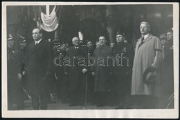 Gömbös Gyula (1886-1936) Miniszterelnök, Mussolini,  Klebelsberg Kuno (1875-1932), Kánya Kálmán (1869-1945), Fotó, 12×18 - Sonstige & Ohne Zuordnung